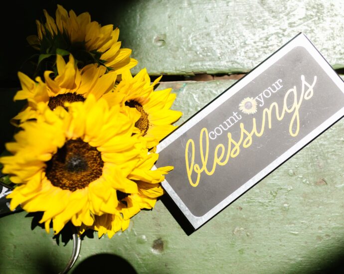 sunflowers and a card
